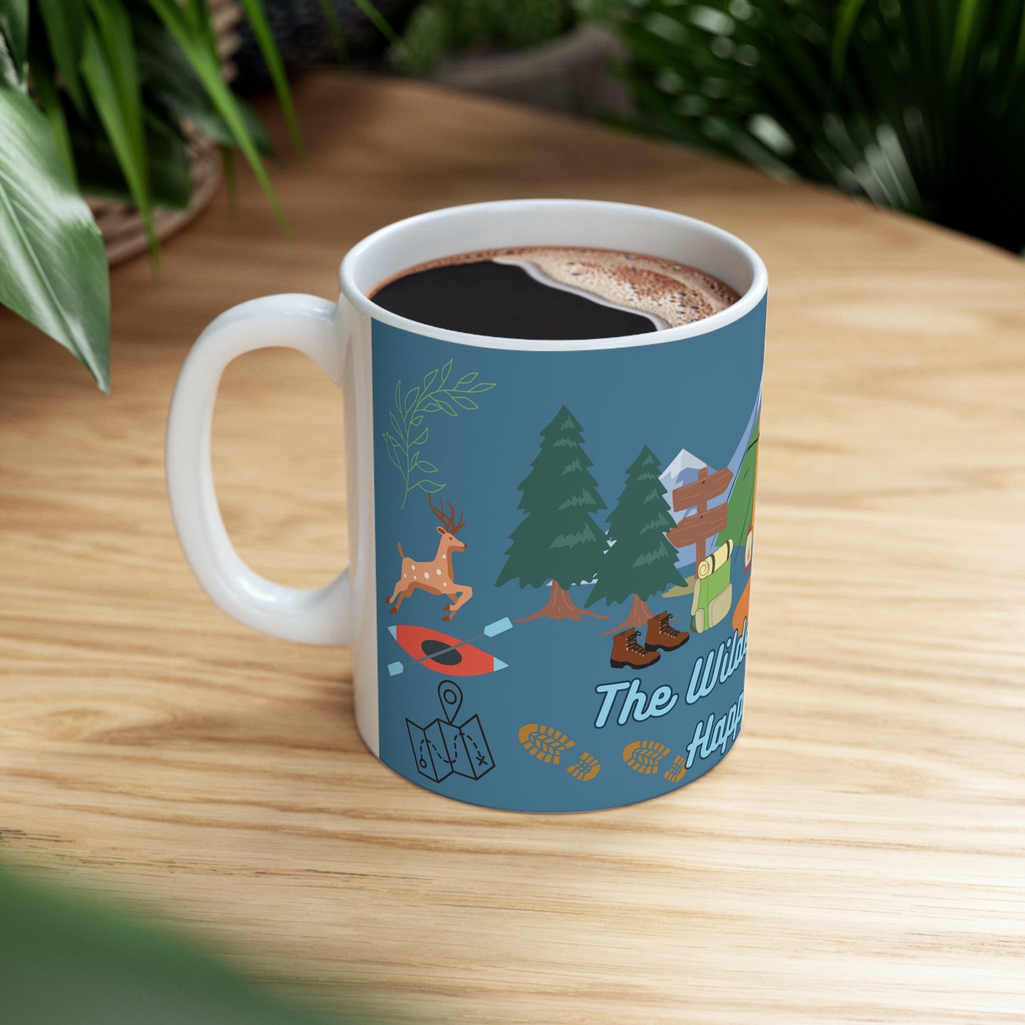 The Wilderness Is My Happy Place Blue Ceramic Mug 11oz