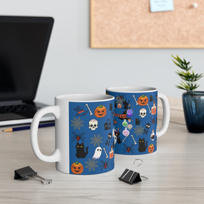 Spooky Creepy Season Blue Ceramic Mug 11oz