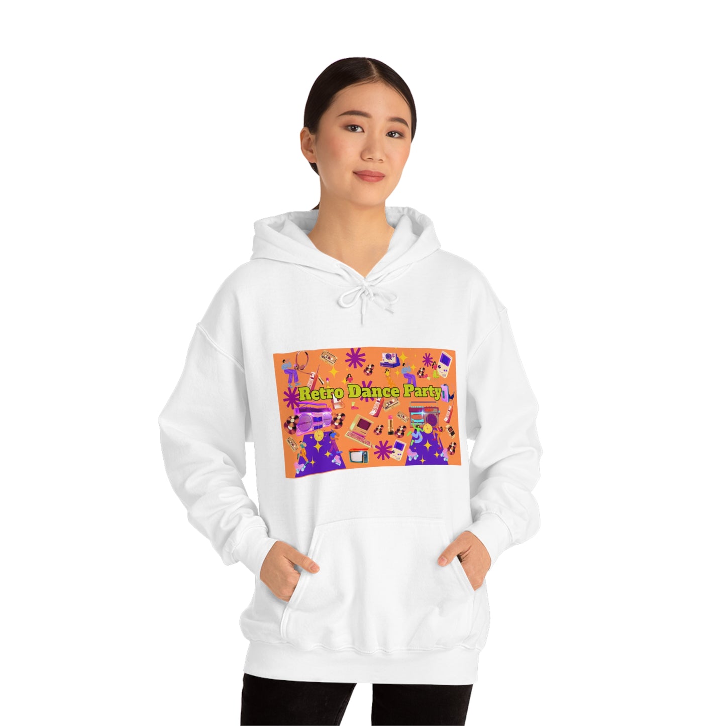 Retro Dance Party Orange Ground Unisex Heavy Blend™ Hooded Sweatshirt