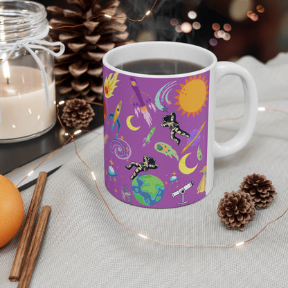 Outerspace Encounters Purple Ceramic Mug 11oz