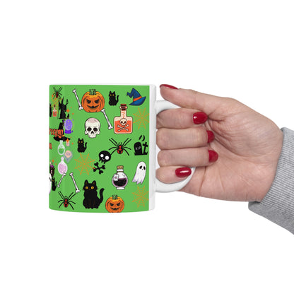 Spooky Creepy Season Green Ceramic Mug 11oz
