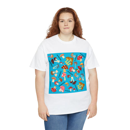 Mushrooms Turq Ground Unisex Heavy Cotton Tee