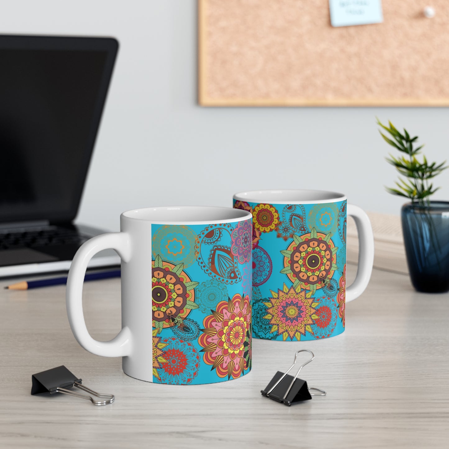 Paisley Floral Turq Ceramic Mug 11oz