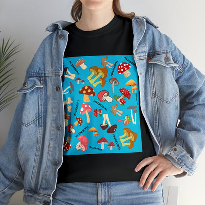 Mushrooms Turq Ground Unisex Heavy Cotton Tee