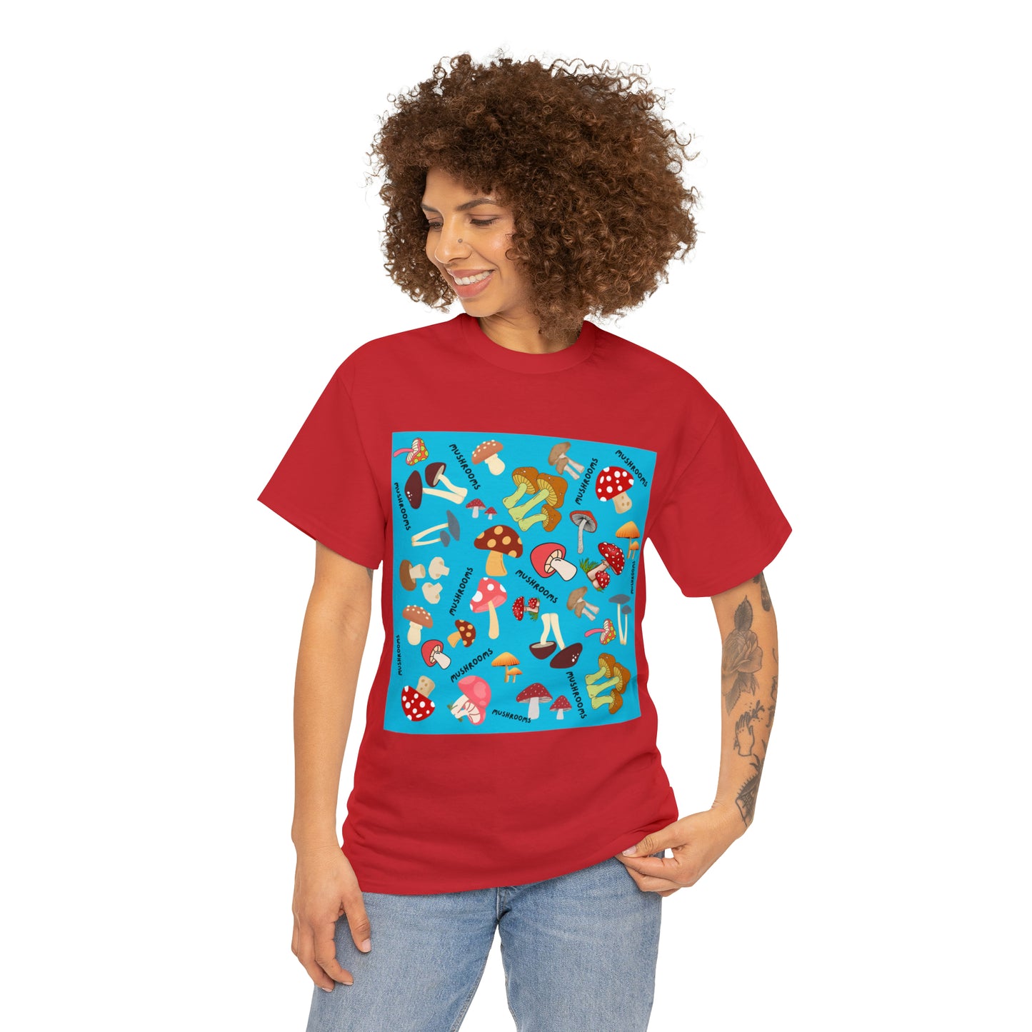 Mushrooms Turq Ground Unisex Heavy Cotton Tee