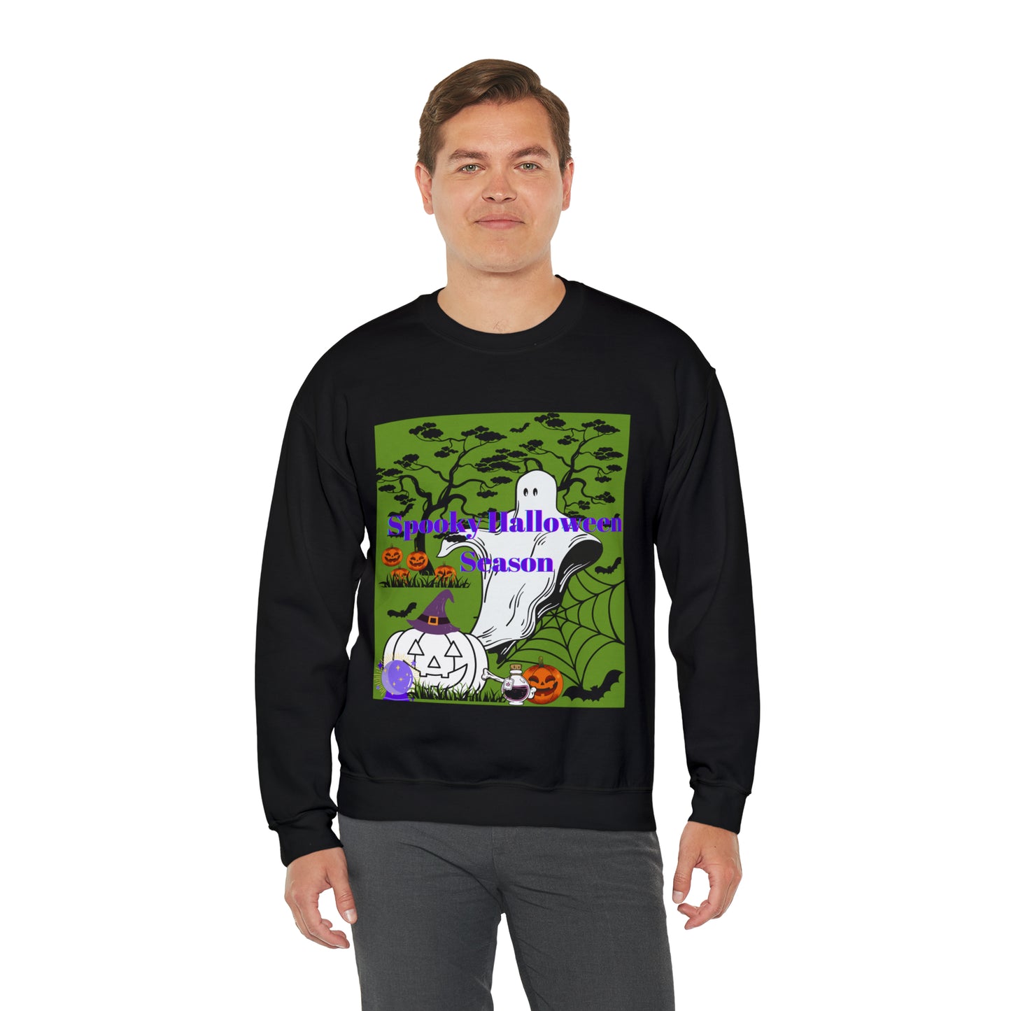 Spooky Halloween Season Green Unisex Heavy Blend™ Crewneck Sweatshirt