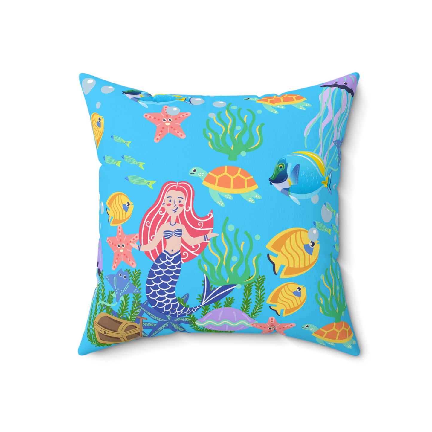 Hidden Treasures Turq Spun Polyester Square Pillow