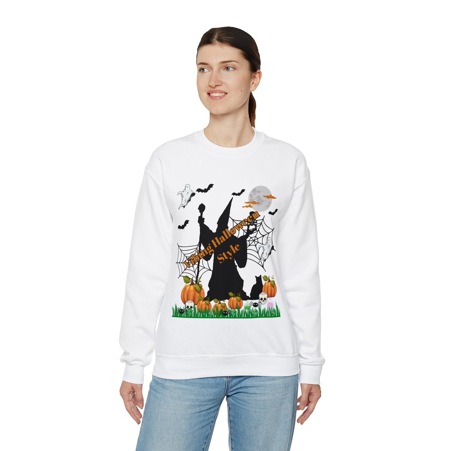 Vibing Halloween Style Unisex Heavy Blend™ Crewneck Sweatshirt