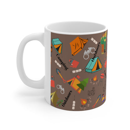 Camping Brown Ceramic Mug 11oz