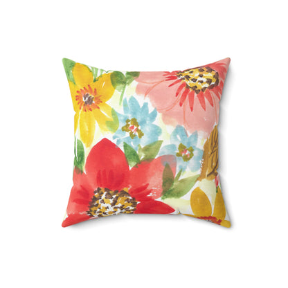 Fun Floral Bouquet Spun Polyester Square Pillow