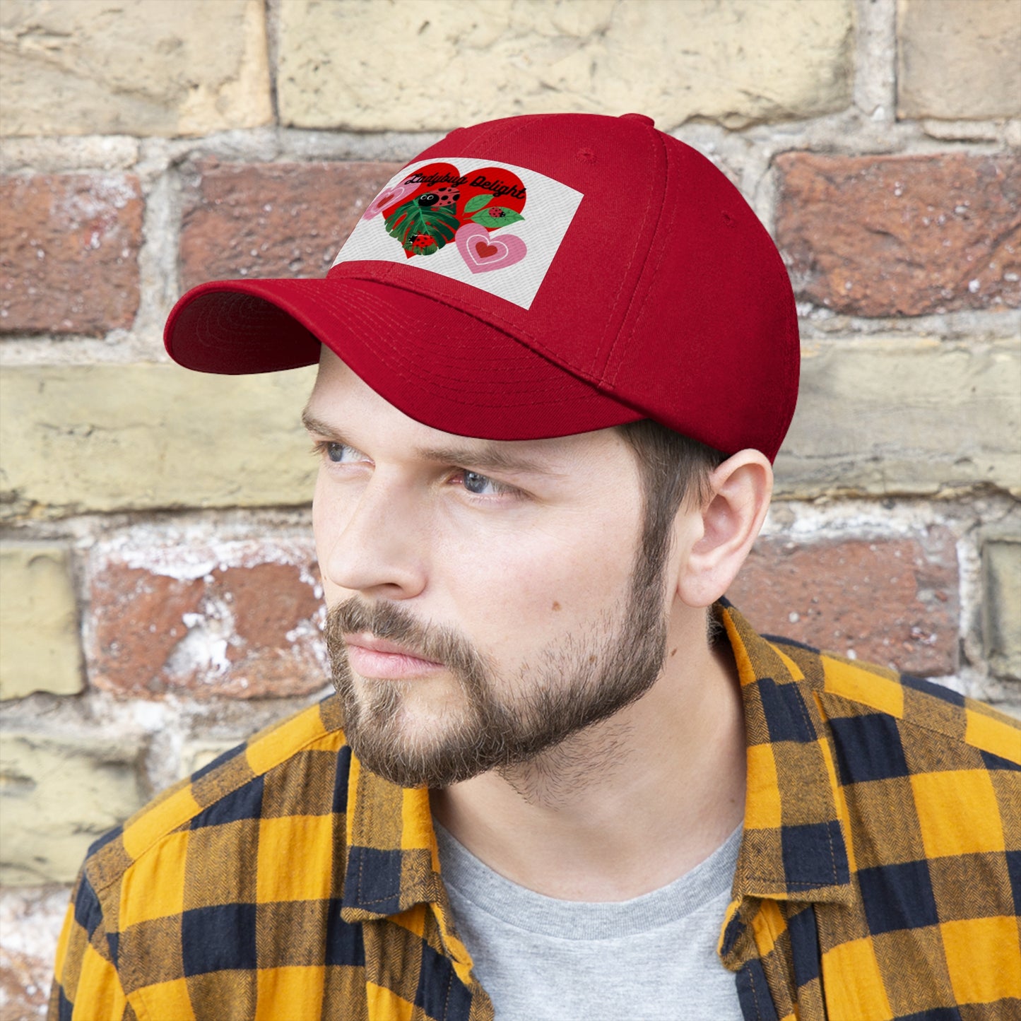 Ladybug Delight White Ground Unisex Twill Hat