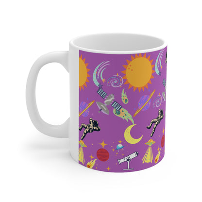 Outerspace Encounters Purple Ceramic Mug 11oz