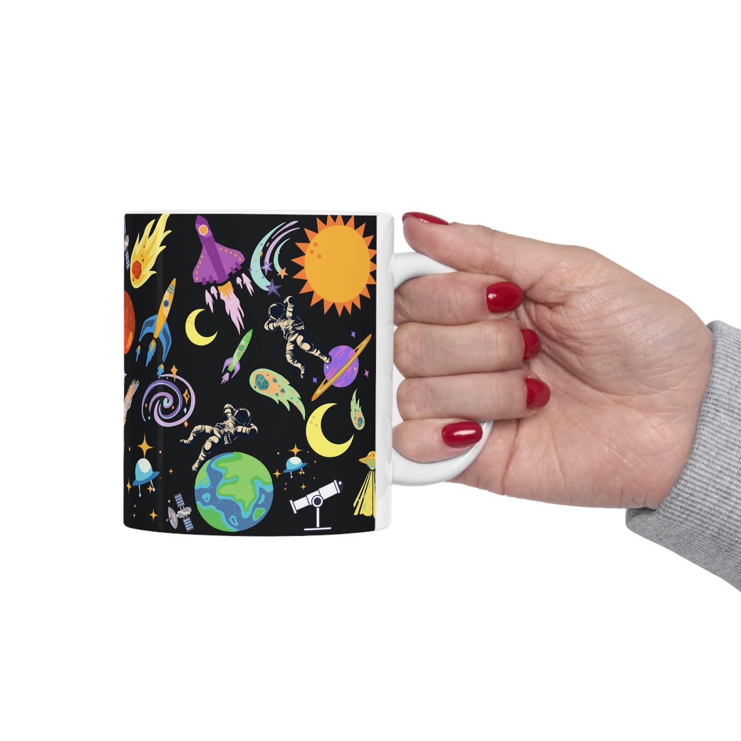 Outerspace Encounters Black Ceramic Mug 11oz