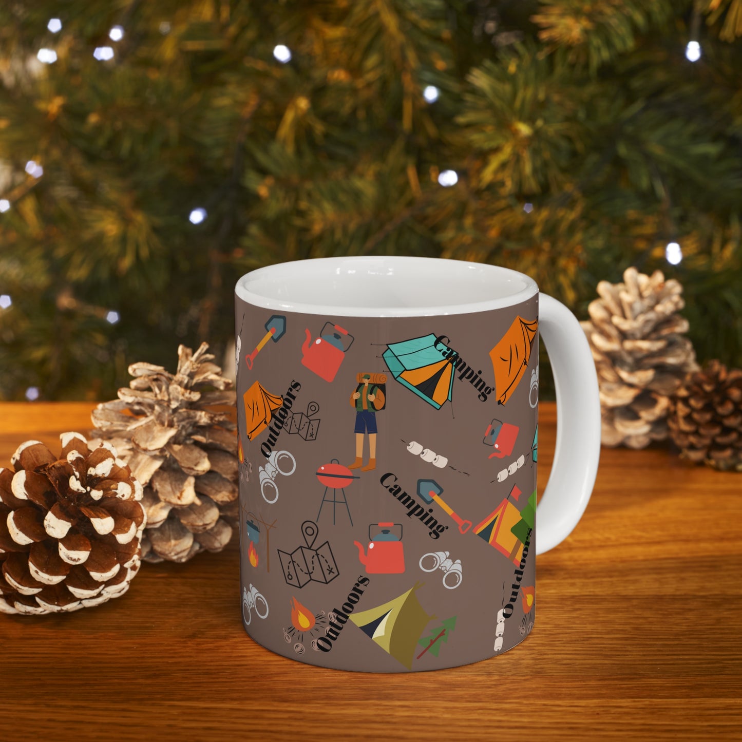 Camping Brown Ceramic Mug 11oz