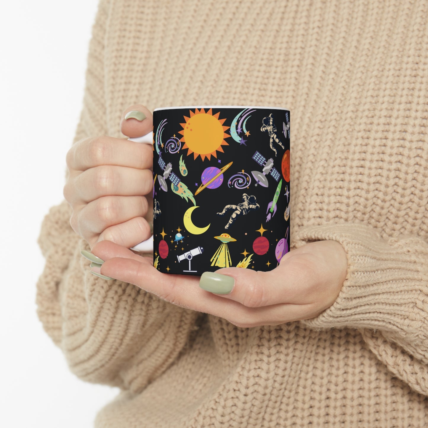 Outerspace Encounters Black Ceramic Mug 11oz