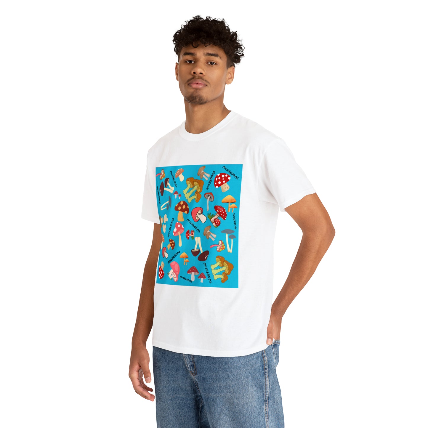 Mushrooms Turq Ground Unisex Heavy Cotton Tee