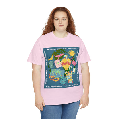 Travel and exploration Blue Unisex Heavy Cotton Tee