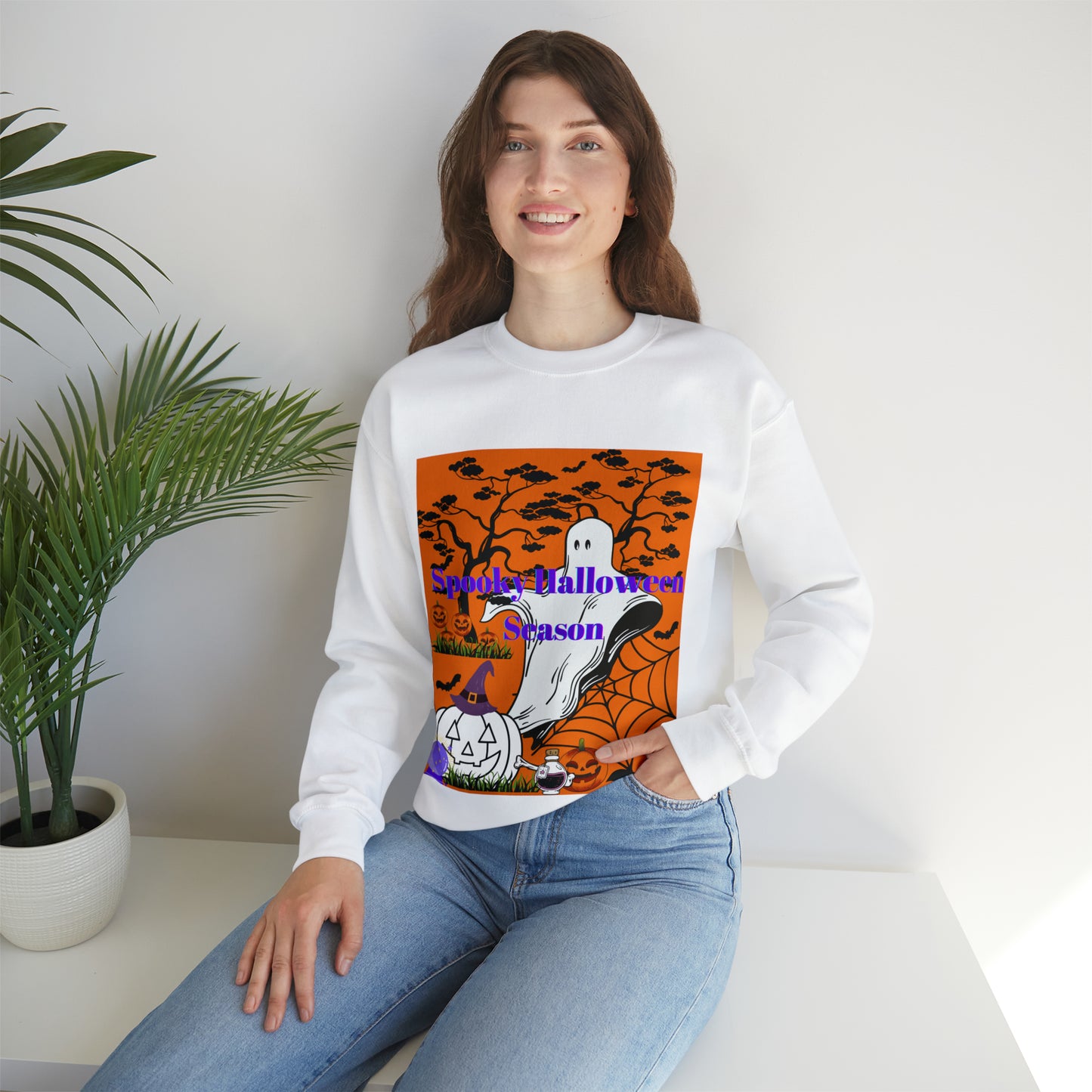 Spooky Halloween Season Orange Unisex Heavy Blend™ Crewneck Sweatshirt