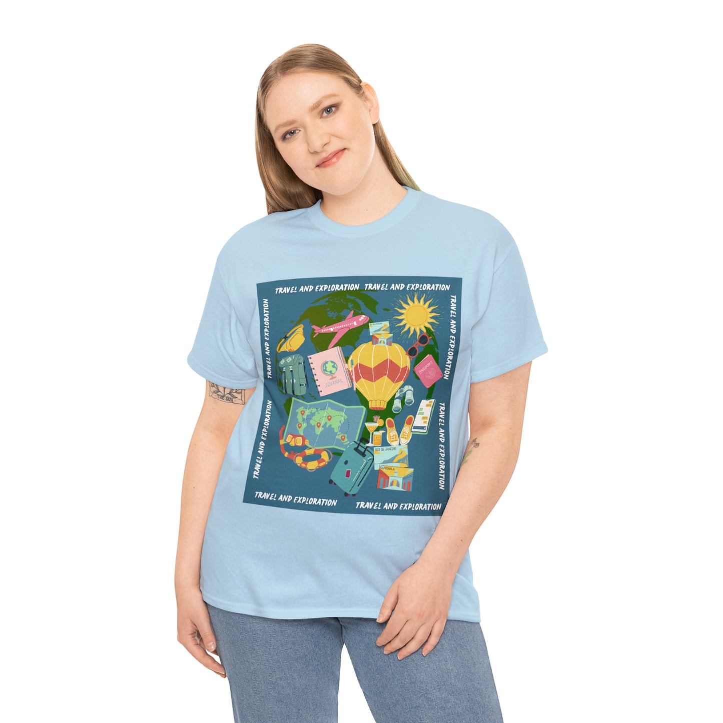 Travel and exploration Blue Unisex Heavy Cotton Tee
