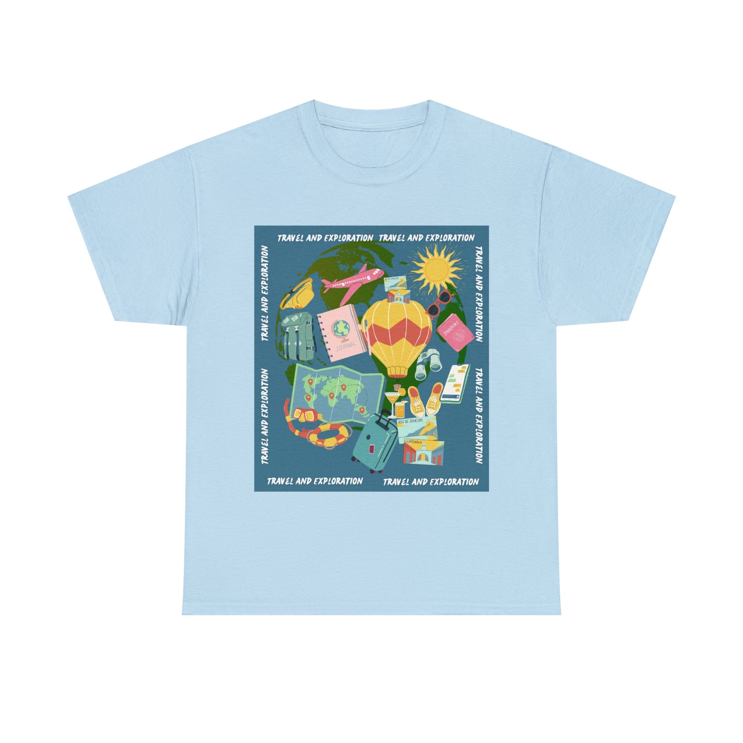 Travel and exploration Blue Unisex Heavy Cotton Tee