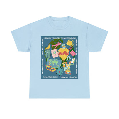 Travel and exploration Blue Unisex Heavy Cotton Tee