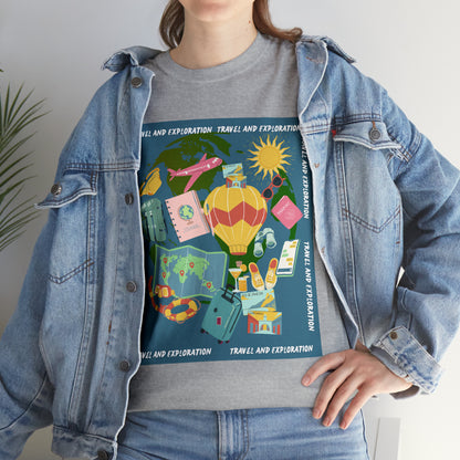 Travel and exploration Blue Unisex Heavy Cotton Tee