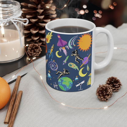 Outerspace Encounters Blue Ceramic Mug 11oz