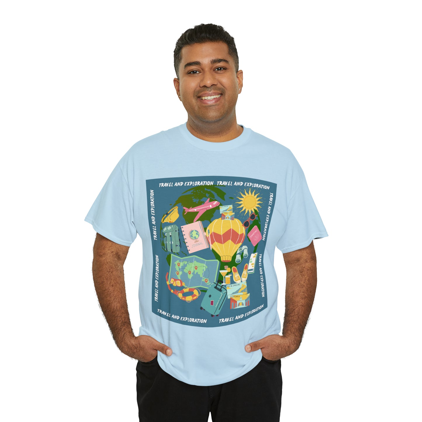 Travel and exploration Blue Unisex Heavy Cotton Tee