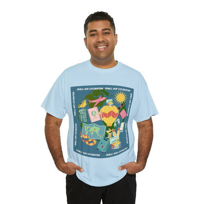 Travel and exploration Blue Unisex Heavy Cotton Tee