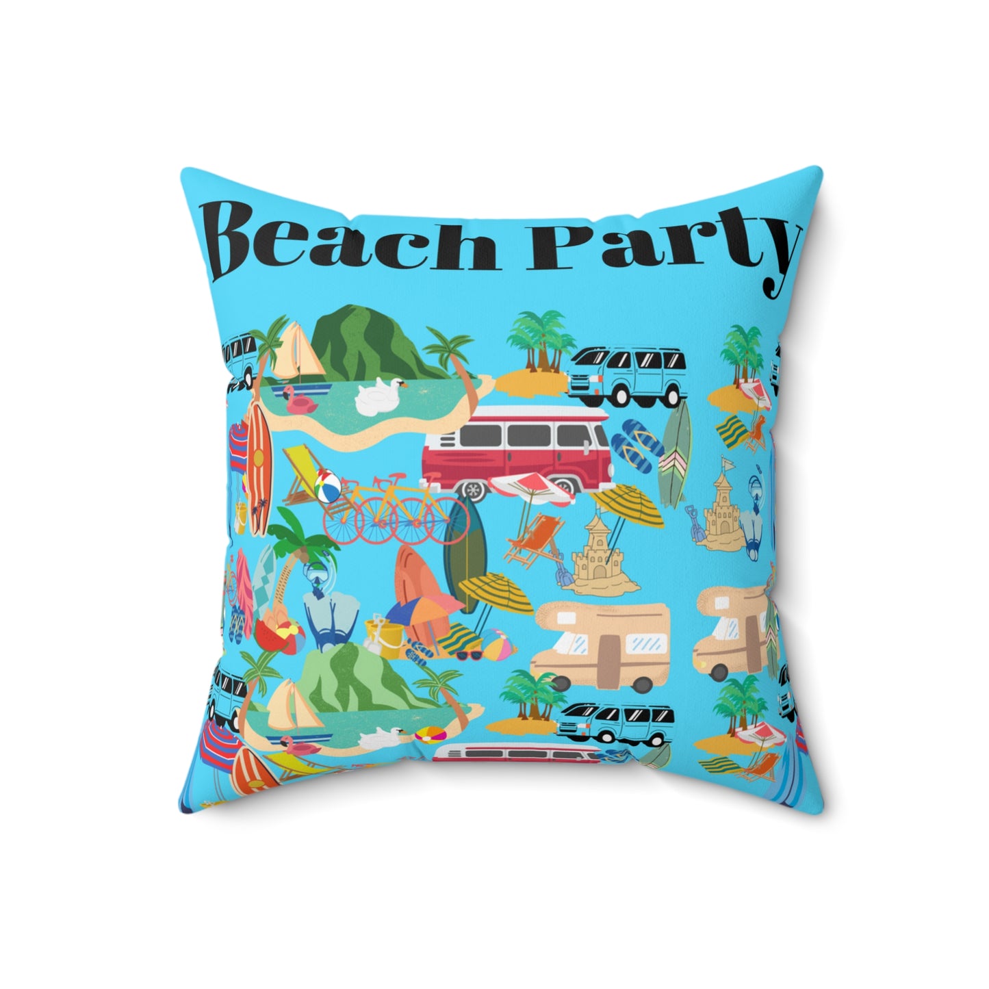 Beach Party Spun Polyester Square Pillow