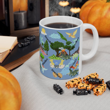 Dinosaurs Blue Ceramic Mug 11oz