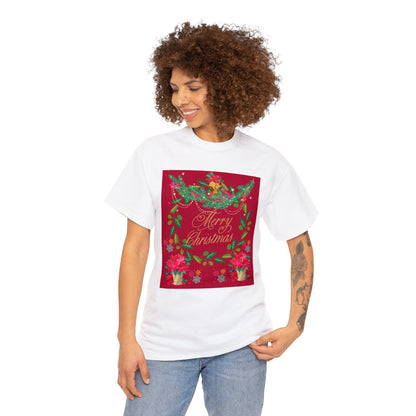 Merry Christmas Garland Unisex Heavy Cotton Tee