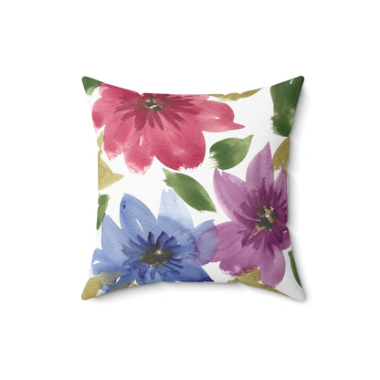 Multicolored Floral Spun Polyester Square Pillow