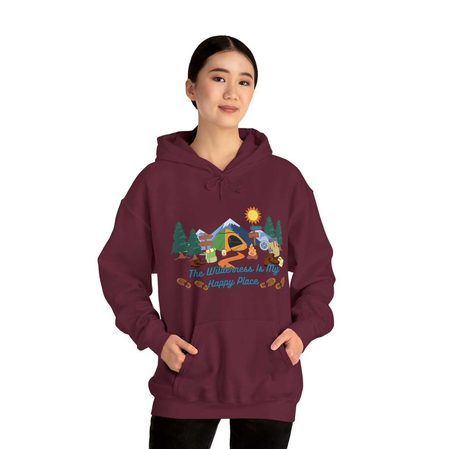 The Wilderness Is My Happy Place Unisex Heavy Blend™ Hooded Sweatshirt