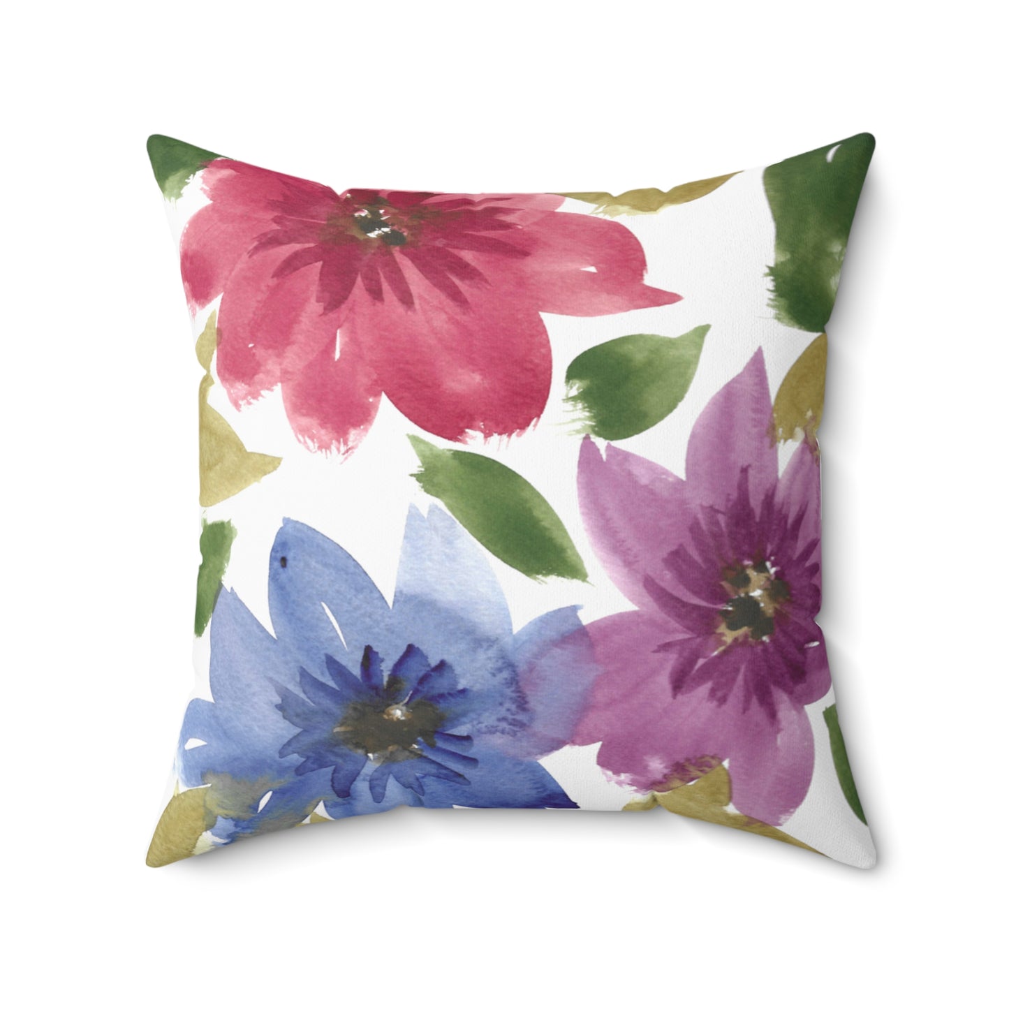 Multicolored Floral Spun Polyester Square Pillow