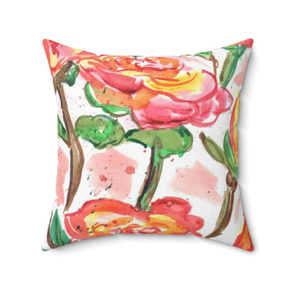 Abstract Rose Design, Spun Polyester Square Pillow