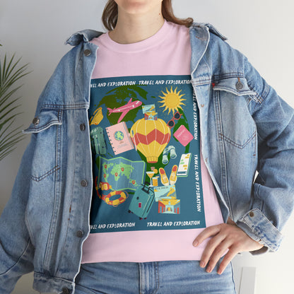 Travel and exploration Blue Unisex Heavy Cotton Tee