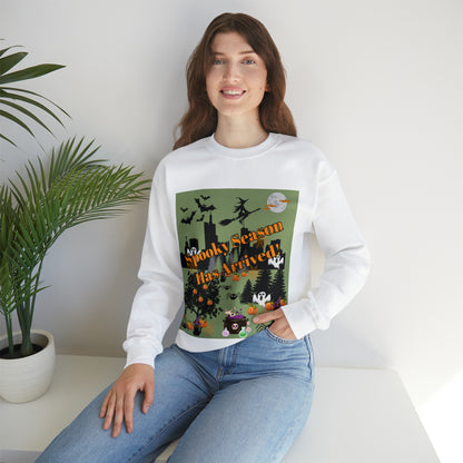 Spooky Season Has Arrived Green Unisex Heavy Blend™ Crewneck Sweatshirt