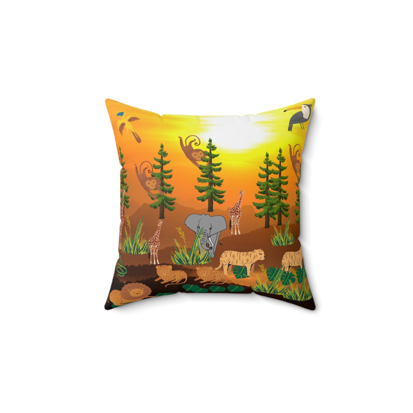 African Safari Spun Polyester Square Pillow