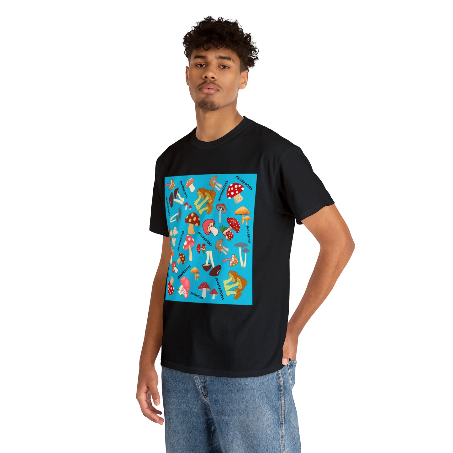 Mushrooms Turq Ground Unisex Heavy Cotton Tee