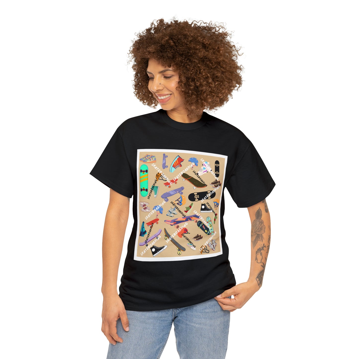 Skateboarding Beige Ground Unisex Heavy Cotton Tee