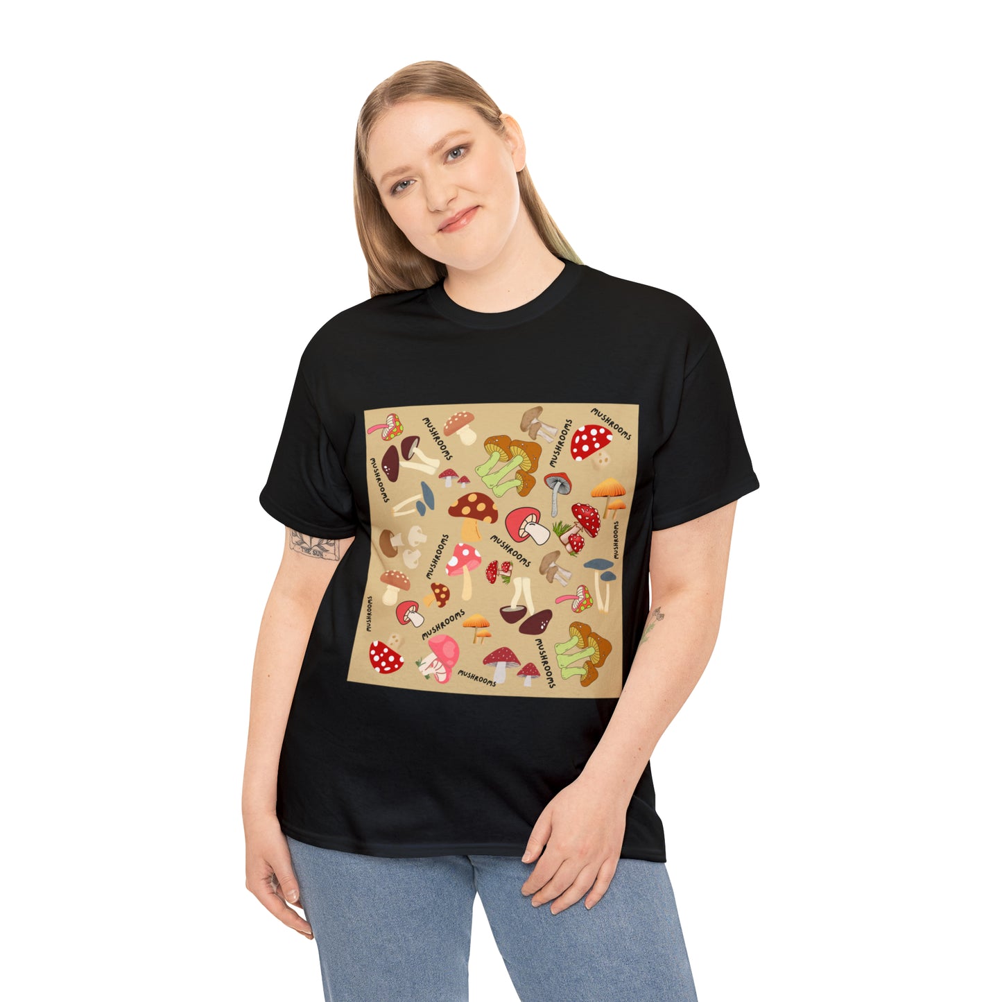 Mushroom Design Unisex Heavy Cotton Tee