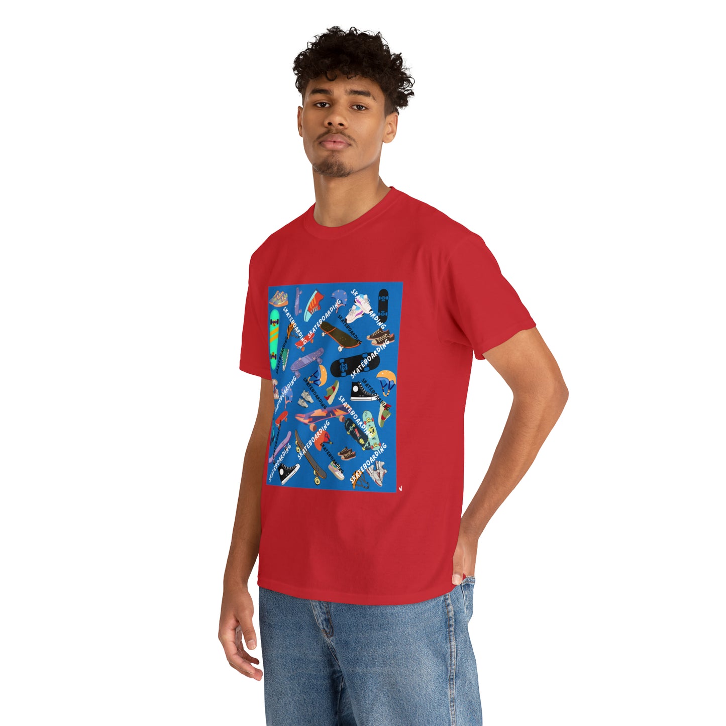 Skateboarding Red Ground Unisex Heavy Cotton Tee