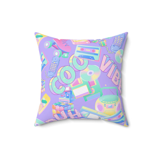 Retro Vibes Lavender Spun Polyester Square Pillow