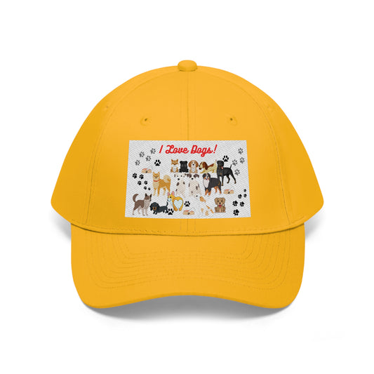 I Love Dogs! Unisex Twill Hat