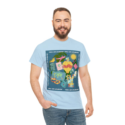 Travel and exploration Blue Unisex Heavy Cotton Tee