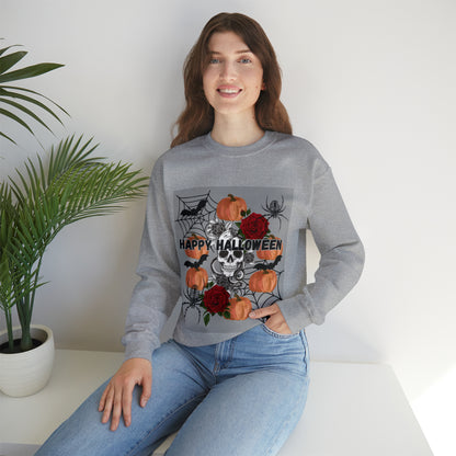 Happy Halloween Grey Ground Unisex Heavy Blend™ Crewneck Sweatshirt