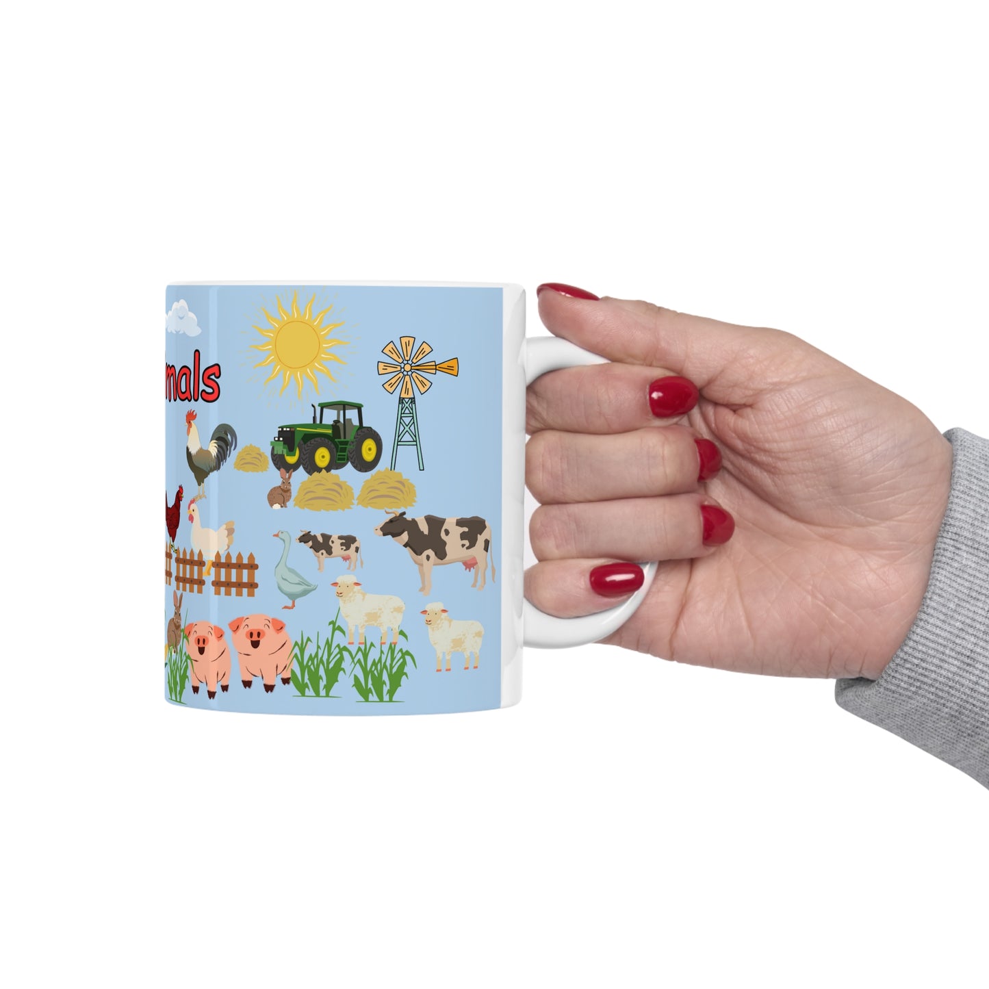 Farm Animals Blue Ceramic Mug 11oz