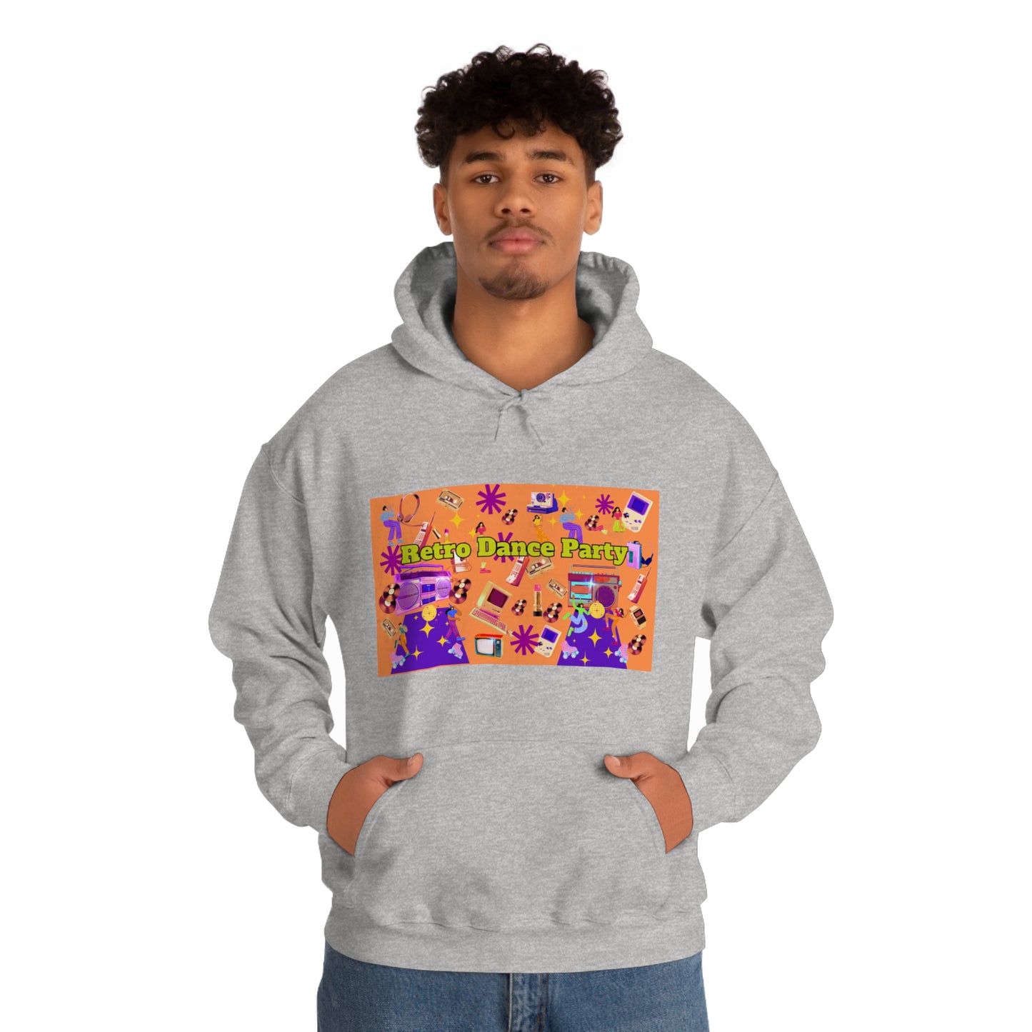 Retro Dance Party Orange Ground Unisex Heavy Blend™ Hooded Sweatshirt