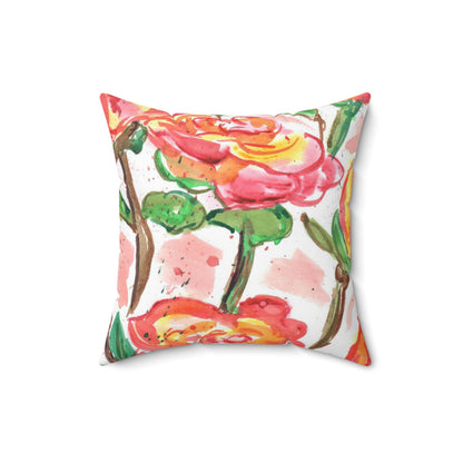 Abstract Rose Design, Spun Polyester Square Pillow